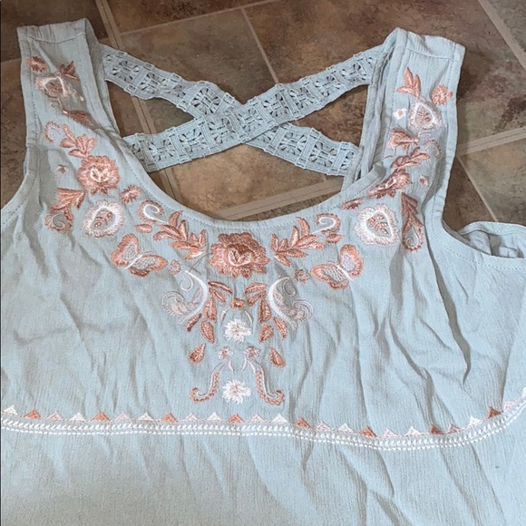 Light Blue w Rose Gold Blouse - Picture 1 of 3